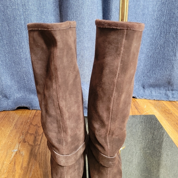 DKNYC Brown Suede Knee-High Women's Boots 7 1/2 Scandi Girl Desert Insppired - Picture 4 of 5